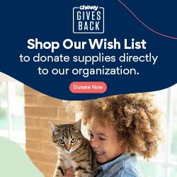 Shop our wish list to donate supplies directly to our organization. Donate Now button