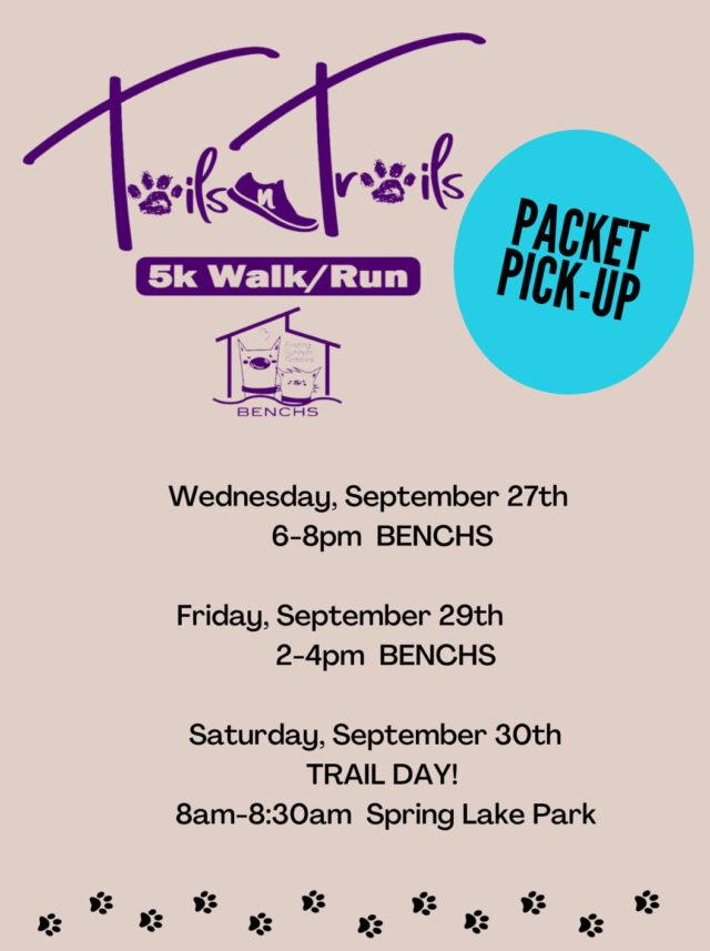 Tails n Trails Registration and Packet PickUp BENCHS